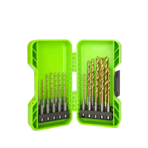 Набор сверл HSS-TiN 1,5-8,0 мм с шестигранным хвостовиком в кейсе Greenworks Арт. 2943907, 22 шт. P/N: 2943907 P/N: 2943907
